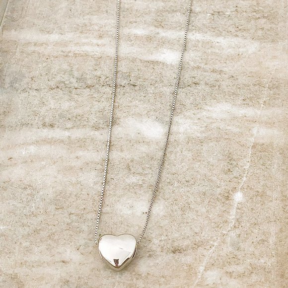 925 Sterling Silver Heart Necklace Large Heart Pendant Necklace - Picture 5 of 5